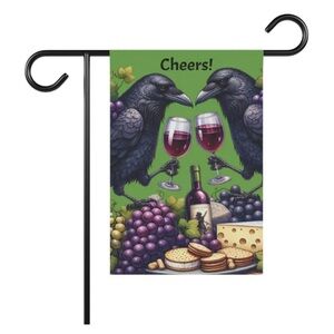 Cheers Garden Flag with Ravens and Wine